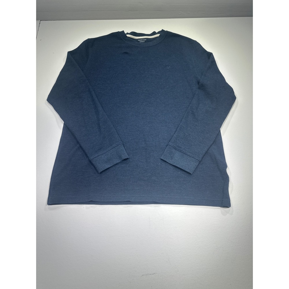 American Eagle Super Soft Thermal Shirt Mens XLT Navy Waffle Knit Long Sleeve